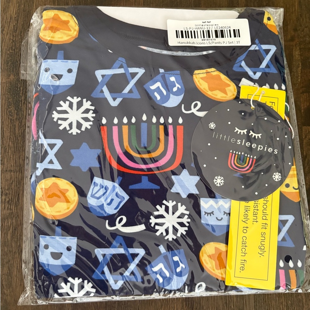 Little Sleepies Festive Hanukkah Pajamas - Blue and Gold